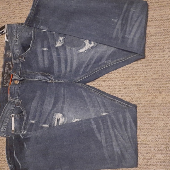 Heritage America Distressed Dark Indigo Denim Jeans Size 38X34 - Picture 2 of 14